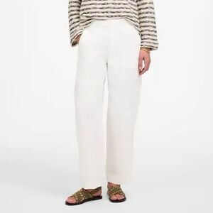 NWT Madewell Women's Salt White Petite Pull-On Barrel Pants 100% Linen S